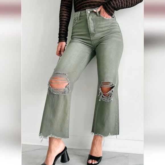Vervet By Flying Monkey - Distressed 90s Straight Denim Jean